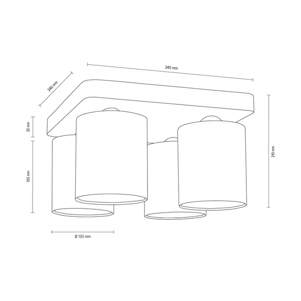 Delikatna lampa sufitowa 4xE27 maks. 25W szary beton/biały klosz z tkaniny 2321436
