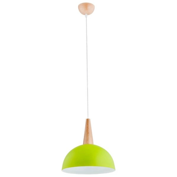 Lampa wisząca zwis ANJA drewno/zielony śr. 30cm