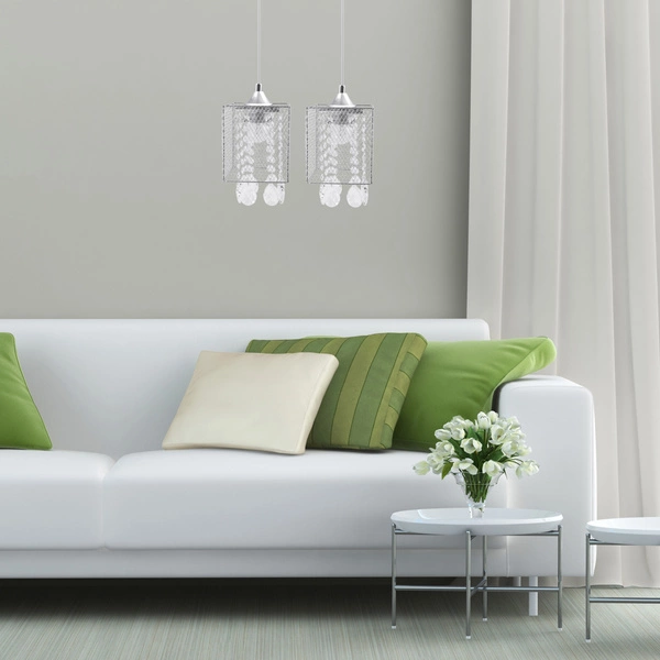 Lampa Wisząca Gracja 2xE27 Max.60W Chrom Metal/Przezroczysty Kabel PVC/Przezroczyste Szkło 8171228