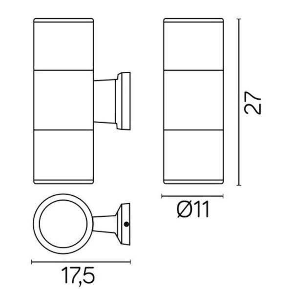 Kinkiet aluminiowy IP54 na elewację 2x E27 ADELA 7001 BL | czarny