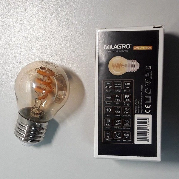 Żarówka FILAMENT LED E27 4W ciepła 3000K G45 gold spirala