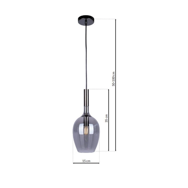 Lampa wisząca LUGANO, czarny/chrom/dymiony, 1x40W E14, ML8813