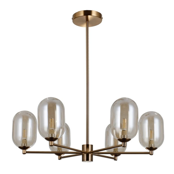 Lampa wisząca Perano śr. 62cm 6xG9 | brąz antyczny/bursztynowy