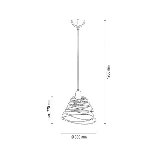 Lampa Wisząca Komet 1xE27 Max.60W Chromowany Metal/Czarny Metal/Czarny Kabel PCV 1853104