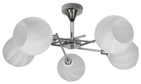 Lampa sufitowa RAUL 35-72269 chromowa z białymi kloszami 5x40W E14