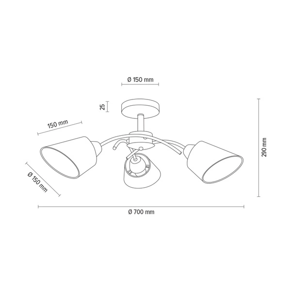 Lampa sufitowa Mette 3xE27 Max.40W Chromowany metal/biały klosz z tkaniny 8341328