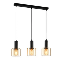 Lampa wisząca Santia wys. cał. 94,5cm 3xE27 | czarny/bursztynowy