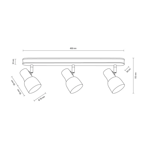 Svantje Lampa Sufitowa 3xE14 Max.40W Dąb Olejowany/Chrom/Biały 2239374