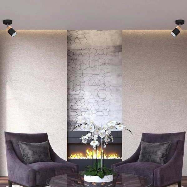 Lampa sufitowa/kinkiet JOKER, MLP6303, czarny/drewno/chrom, 1x8W GU10