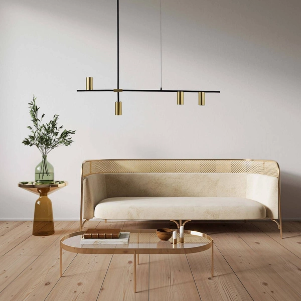 Nowoczesna lampa wisząca ARIZONA 4, czarny/złoty, 4x40W GU10