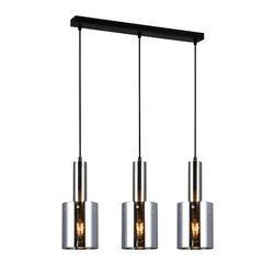 Lampa wisząca SARDO z dymionym kloszem wys. cał. 100cm 3xE27 | nikiel/satynowy