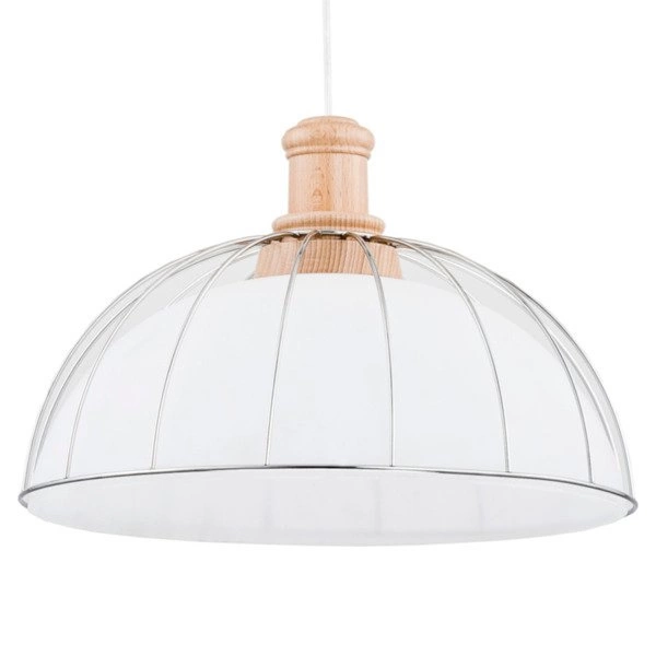 Nowoczesna lampa SUBARU biała/drewno śr. 41,5cm