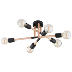 Lampa sufitowa ALFA OTELLO DREWNIANA & CZARNA 6xE27 60cm | 63275