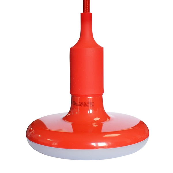 ŻARÓWKA UFO, E27, 15W LED, barwa zimna 6000K, czerwona + kabel w oplocie, EKZA1566