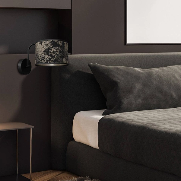 Stylowy kinkiet ścienny do salonu SATINO GOLD 1xE27 | czarny złoty