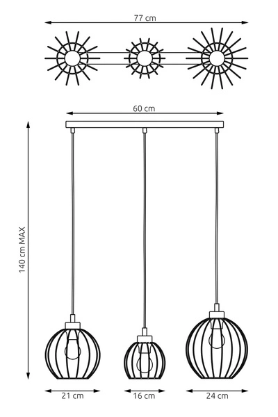 Lampa wisząca Emibig NANDO 3 BL 1369/3