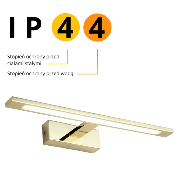 Złoty kinkiet nad lustro ISLA mały 41cm neutalna 4000K