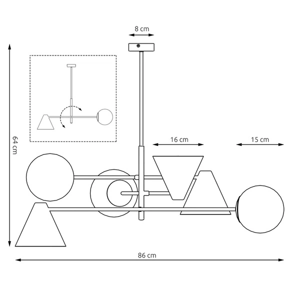 Lampa sufitowa Emibig HERMES 6 Biały 1348/6