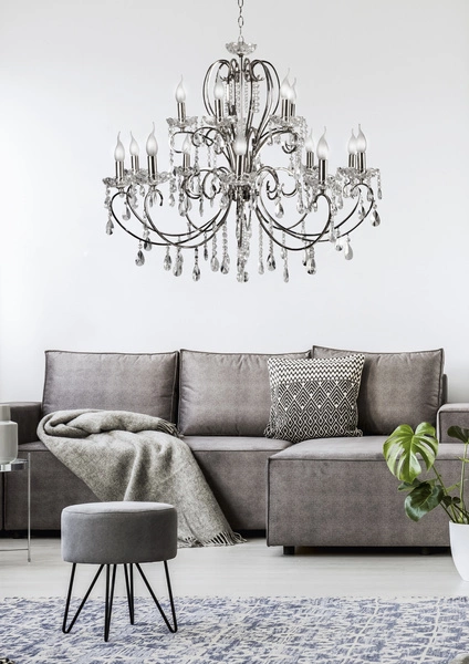 Żyrandol AURORA 30-97586 chrom/transparentny 15x40W E14