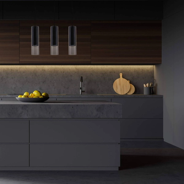 Lampa wisząca, listwa Manacor 3, czarny/transparentny, 3x50W GU10