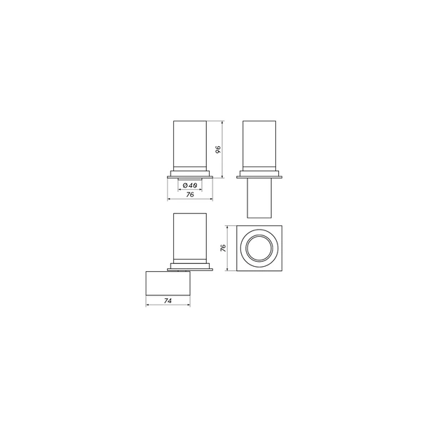 Oprawa wpuszczana DELLE SQ 6W ciepła 3000K biały/czarny śr. 7,6cm