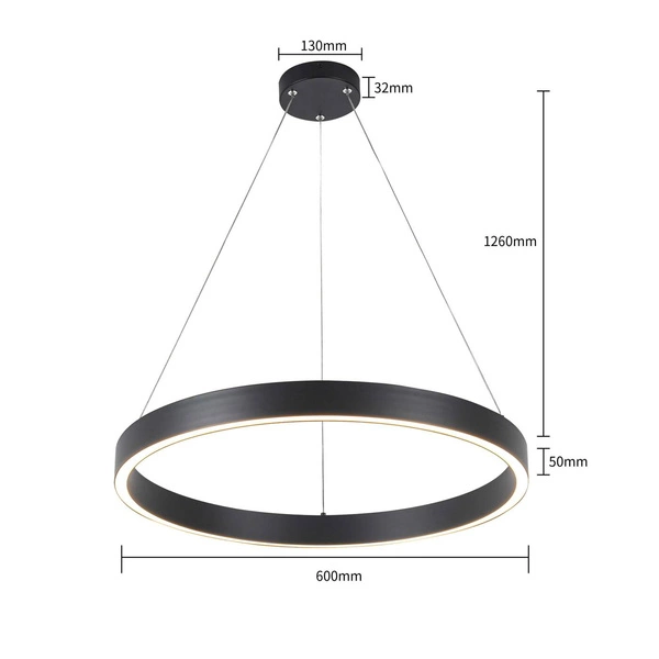 Midway lampa wisząca mała śr.60cm pierścień LED 40W | czarny