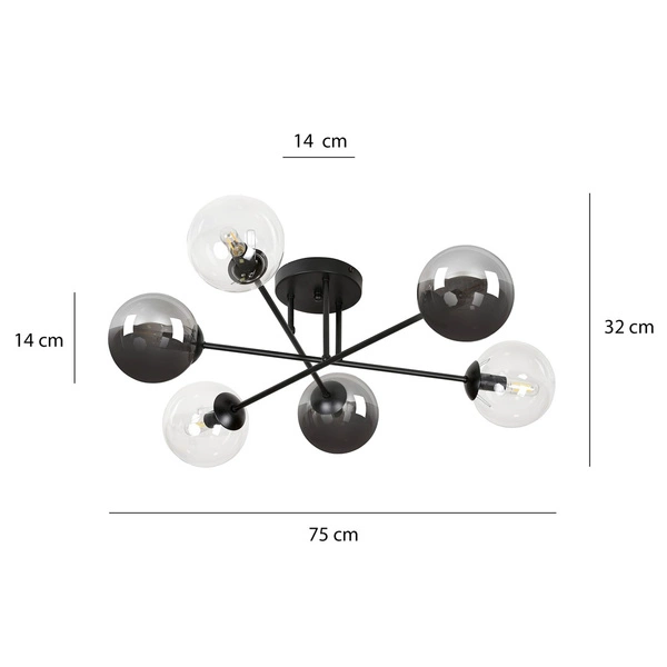 Lampa sufitowa Emibig BRENDI 6B BL MIX 1 834/6B1