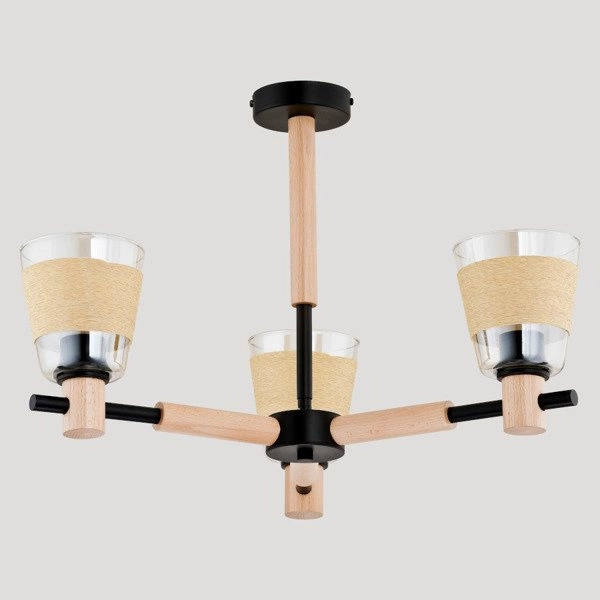 Nowoczesna Lampa sufitowa KORAB III drewno śr. 60cm