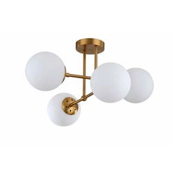 Lampa wisząca Roma 4, złota z białymi kloszami, 4x40W E14