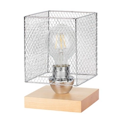 Lampa stołowa Norman Wood 1xE27 maks. 25W drewno brzozowe/chromowany metal/przezroczysty kabel PVC 9175960