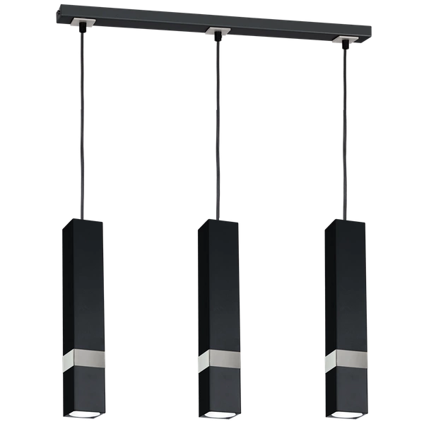 Nowoczesna lampa wisząca listwa VIDAR BLACK/CHROME 3xGU10 MLP6288