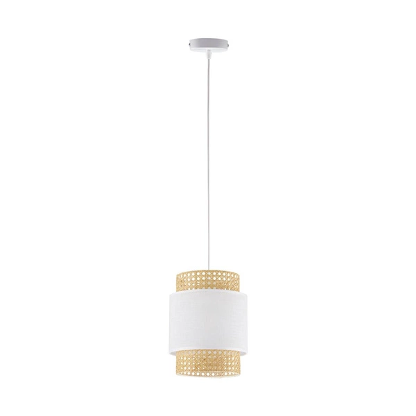 Lampa wisząca rattanowa abażur do salonu BOHO WHITE szer. 20cm | biały 6528