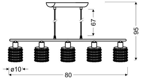 Lampa wisząca ROYAL 35-35724 chrom/transparentny/czarny 5x40W G9