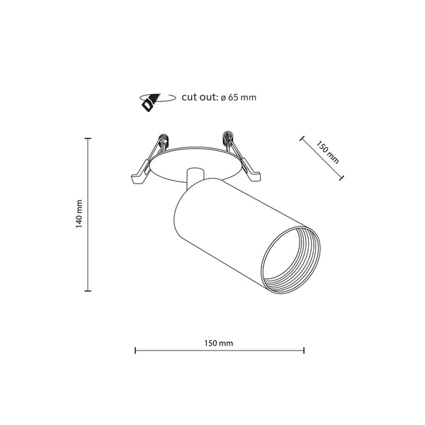 AMIS BLACK 1XGU10 PODTYNKOWY