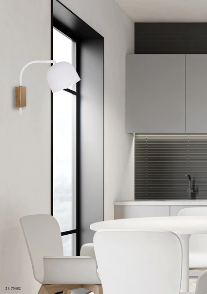 Kinkiet RUPI 21-75482 biały/drewno 1x40W E27