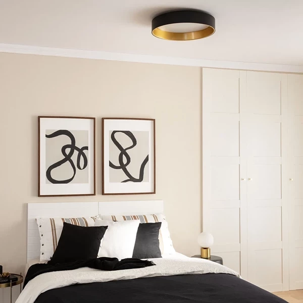 Plafon LED 21W Okrągły Czarno Złoty 45cm 3 Barwy Świecenia CCT Abruzzo Roma