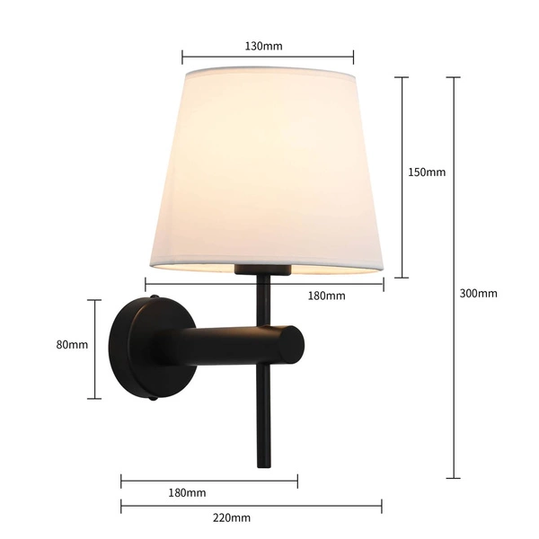 Czarny kinkiet TIVOLI z białym abażurem w nowoczesnym stylu