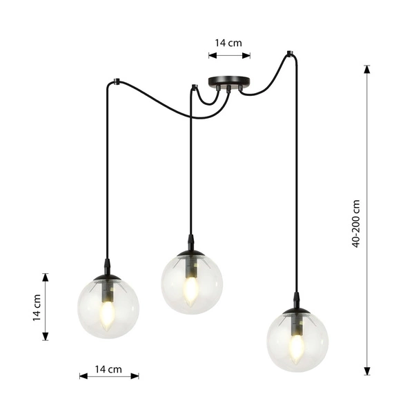 Lampa wisząca Emibig GIGI 3 BL TRANSPARENT 936/3
