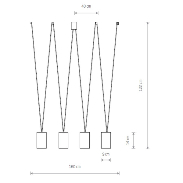 Lampa wisząca MORE TONE IV dł. 160cm regulowana 4xGU10 | czarny/złoty 7814