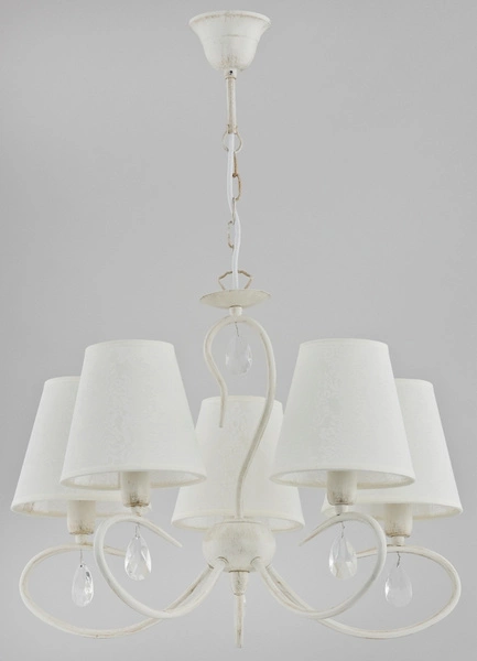 Żyrandol klasyczny z abażurami BALI WHITE śr. 50cm biały antyczny/ecru