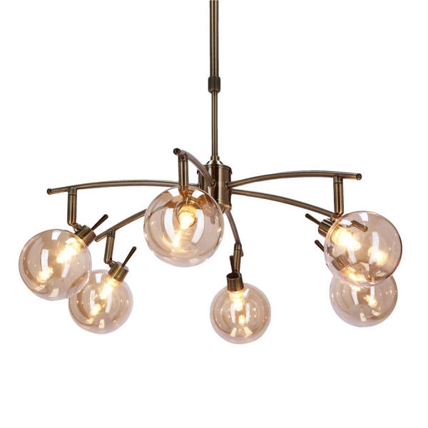 Lampa wisząca LENTINI, 36-16386, patynowa z bursztynowymi kloszami, 6x40W G9