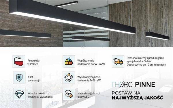 Lampa wisząca PINNE 1150 CZARNA, 3000K, 38W