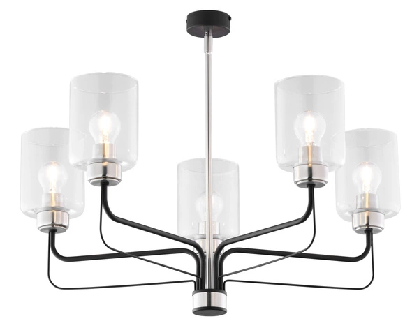 Nowoczesny Żyrandol CERES regulacja wysokości 5xE27 15W IP20 | Czarny