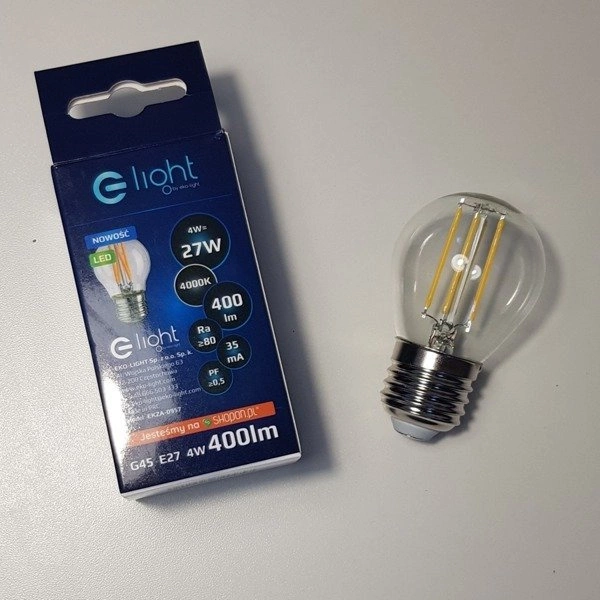 Żarówka ozdobna FILAMENT LED 4W E27 G45 barwa neutralna 4000K EKZF0957