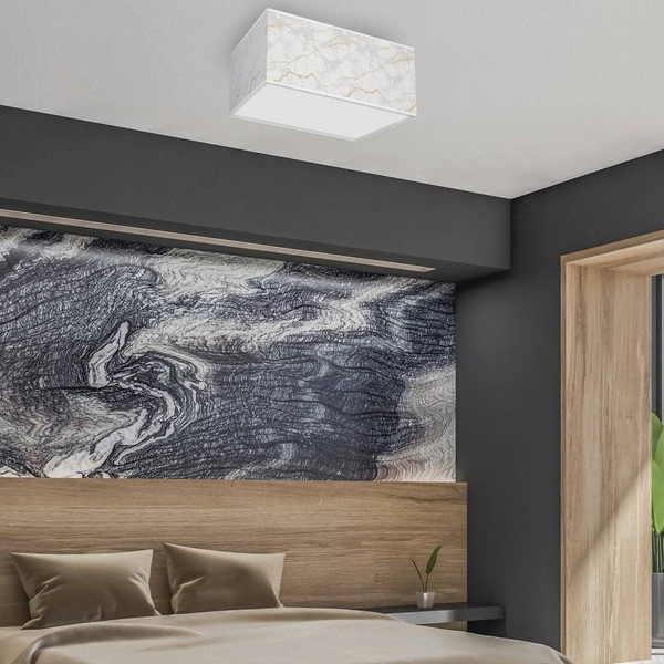 Kwadratowy plafon do salonu SENSO White/Gold 50 cm 3xE27 | biały złoty