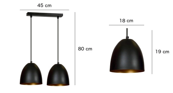 Lampa wisząca Emibig LENOX 2 Czarny / GOLD 410/2