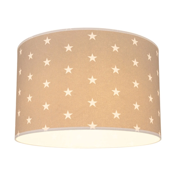 Abażur Cylinder E27 H20 Szaro-biały materiał w gwiazdki A1320