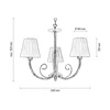 Lampa sufitowa Borgia 3xE14 Max.40W Chromowany metal/Czarno-czerwony klosz z tkaniny 5077306