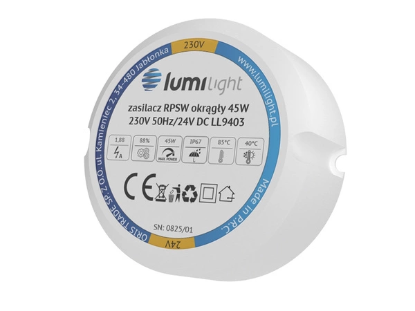 Zasilacz RPSW 45W 24V DC IP67 okrągły do puszki fi 55x22mm