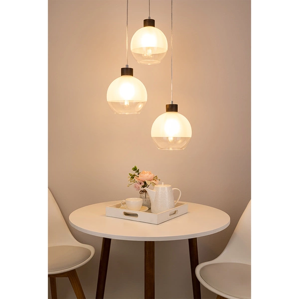 Linea Lampa Wisząca 3xE27 Max.60W Orzech/Transparentny/Szroniony 1860376R